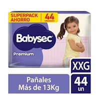 Pañal Babysec Premium Super Mega Talla XXG - Bolsa 44 UN